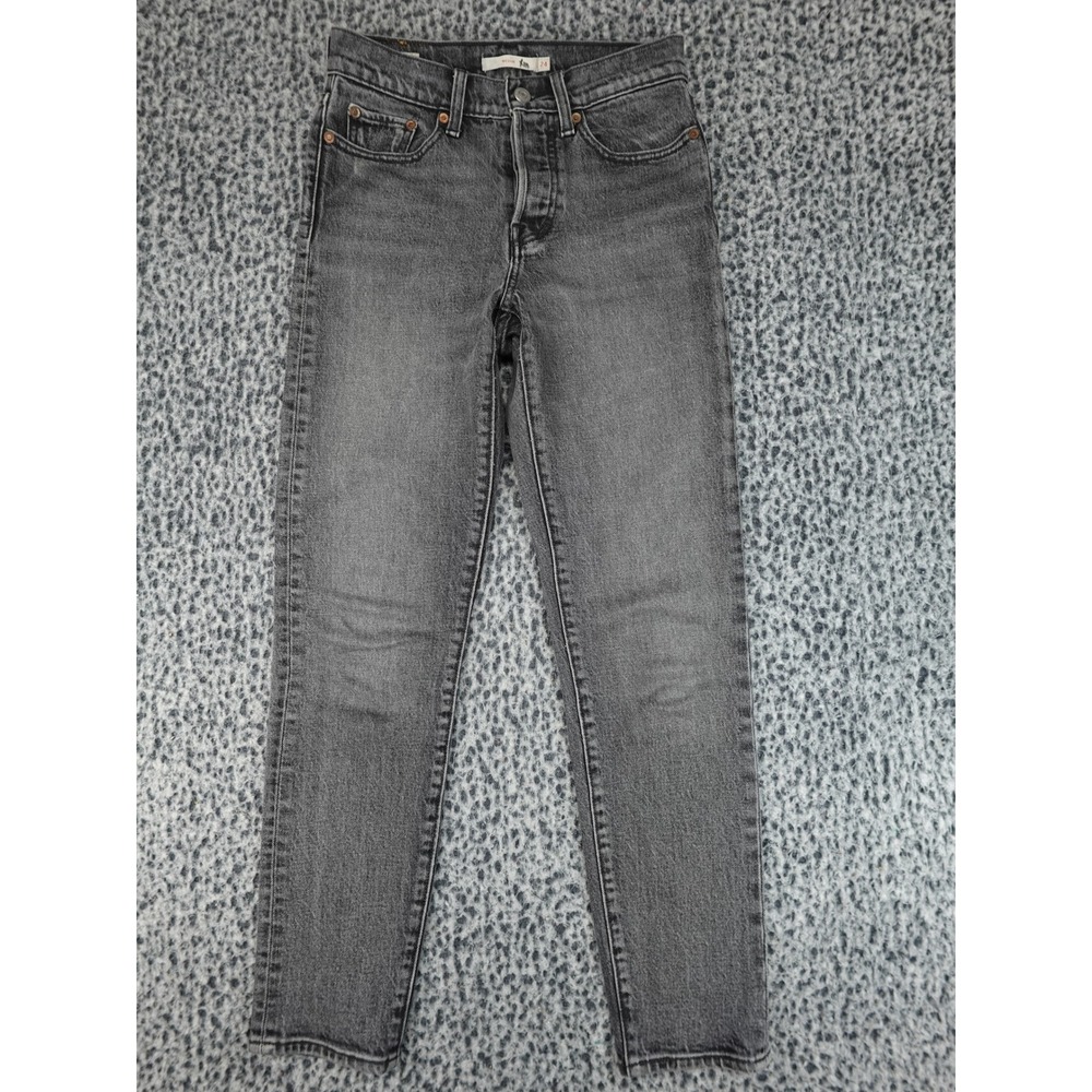 Levi's Wedgie Icon Fit Jeans Womens 24 Charcoal Gray High Rise Tapered Leg